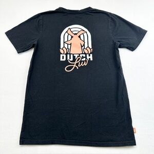 DUTCH BROS Dutch Love Windmill Graphic Embroidered Front Logo Black T Shirt Med